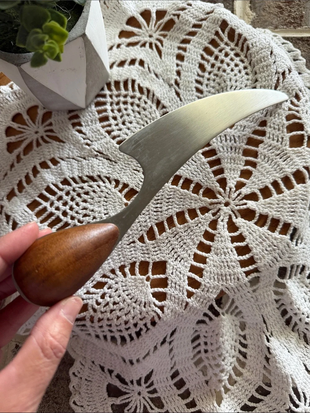 Vintage Dansk Wood-Handled Cheese Knife - Brown and Silver